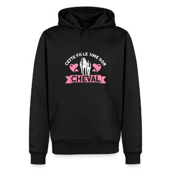 Pferde Reiten Reiter Geschenk - Männer Premium Bio Hoodie - Schwarz - Vorne - Nico (187cm)