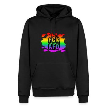 AfD stoppen gegen rechts Demokratie Vielfalt links - Männer Premium Bio Hoodie - Schwarz - Vorne - Nico (187cm)