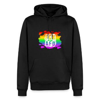 AfD stoppen gegen rechts Demokratie Vielfalt links - Männer Premium Bio Hoodie - Schwarz - Vorne - Nico (187cm)