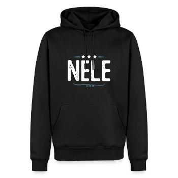 Nele - Männer Premium Bio Hoodie - Schwarz - Vorne - Nico (187cm)