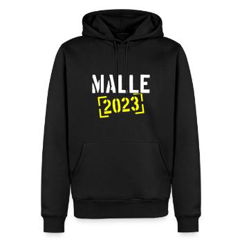 Malle 2023 - Männer Premium Bio Hoodie - Schwarz - Vorne - Nico (187cm)