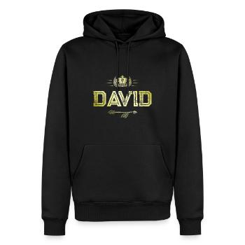 David - Men’s Premium Organic Hoodie - black - Front - Nico (187cm)