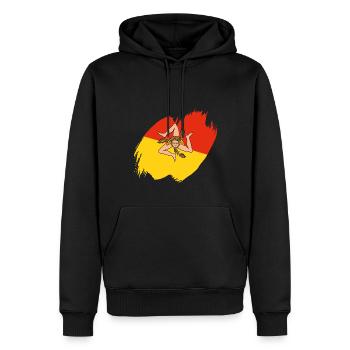 Drapeau de la Sicile Italie Palerme Trinacria Italia - Sweat à capuche Premium bio Homme - noir - Devant - Nico (187cm)