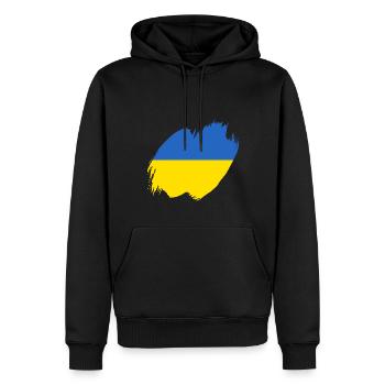 Drapeau de l’Ukraine Vintage Drapeau ukrainien d’occasion Look - Sweat à capuche Premium bio Homme - noir - Devant - Nico (187cm)