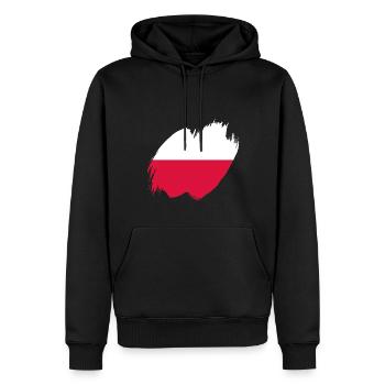 Drapeau de Pologne utilisé Look Polska Drapeau polonais - Sweat à capuche Premium bio Homme - noir - Devant - Nico (187cm)