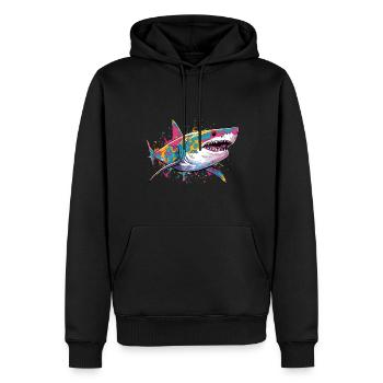 Hai - Männer Premium Bio Hoodie - Schwarz - Vorne - Nico (187cm)