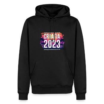 Croatie 2023 - Sweat à capuche Premium bio Homme - noir - Devant - Nico (187cm)