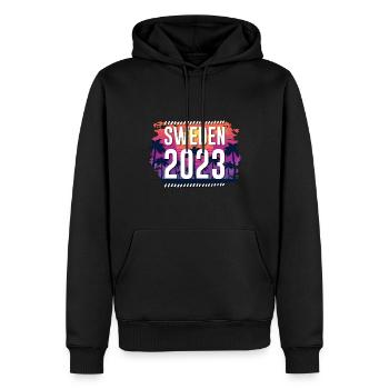 Suède 2023 - Sweat à capuche Premium bio Homme - noir - Devant - Nico (187cm)