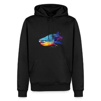 Requin-baleine - Sweat à capuche Premium bio Homme - noir - Devant - Nico (187cm)