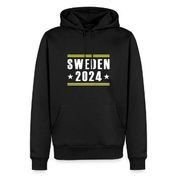 Suède 2024 - Sweat à capuche Premium bio Homme - noir - Devant - Nico (187cm)