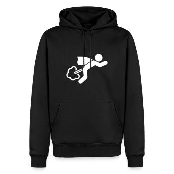 Super man Flying by fart jet engine - Männer Premium Bio Hoodie - Schwarz - Vorne - Nico (187cm)