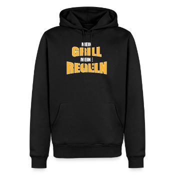 Mon barbecue mes règles - Sweat à capuche Premium bio Homme - noir - Devant - Nico (187cm)
