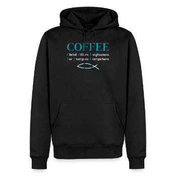 Café Tasse de cadeau chrétien - Sweat à capuche Premium bio Homme - noir - Devant - Nico (187cm)
