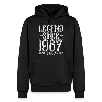 Légende 1987 Vintage Vintage Cadeau d’Anniversaire - Sweat à capuche Premium bio Homme - noir - Devant - Nico (187cm)