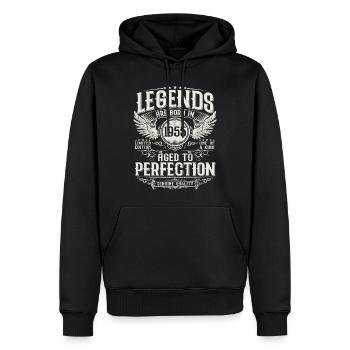 Millésime 1955 Born Legends Cadeau d’anniversaire - Sweat à capuche Premium bio Homme - noir - Devant - Nico (187cm)