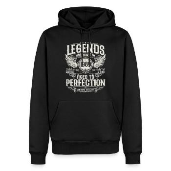 Millésime 1989 Born Legends Cadeau d’anniversaire - Sweat à capuche Premium bio Homme - noir - Devant - Nico (187cm)