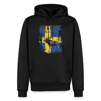 Sverige - Älgarnas land - Schweden - Männer Premium Bio Hoodie - Schwarz - Vorne - Nico (187cm)