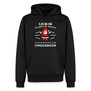 Lieber Weihnachtsmann ungezogen lustiger Spruch - Männer Premium Bio Hoodie - Schwarz - Vorne - Nico (187cm)