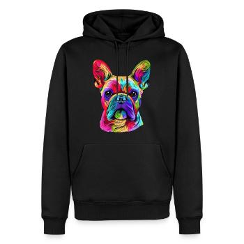 French Bulldog Colorful Art - Men’s Premium Organic Hoodie - black - Front - Nico (187cm)