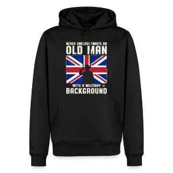 Never Underestimate An Old Man With A Military - Men’s Premium Organic Hoodie - black - Front - Nico (187cm)