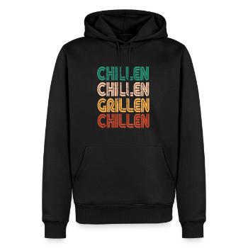 Grillen Chillen Barbecue Retro - Männer Premium Bio Hoodie - Schwarz - Vorne - Nico (187cm)