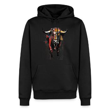 T-shirt Sweatshirt Bold Bull Art » - Men’s Premium Organic Hoodie - black - Front - Nico (187cm)