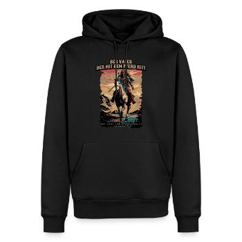 der Vater der mit dem Pferd Ritt Geschenk für papa - Männer Premium Bio Hoodie - Schwarz - Vorne - Nico (187cm)