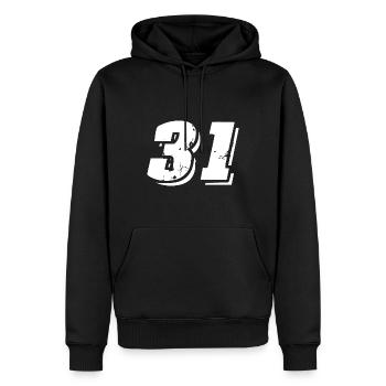 31 Symbole numérique - Sweat à capuche Premium bio Homme - noir - Devant - Nico (187cm)