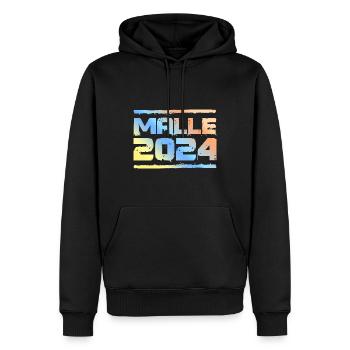 Malle 2024 Bunt - Männer Premium Bio Hoodie - Schwarz - Vorne - Nico (187cm)
