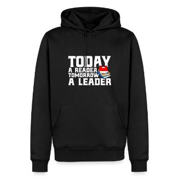 Today a reader tomorrow a guide read book - Men’s Premium Organic Hoodie - black - Front - Nico (187cm)