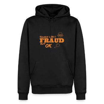 Klingt nach Betrug, ist aber ok - Männer Premium Bio Hoodie - Schwarz - Vorne - Nico (187cm)