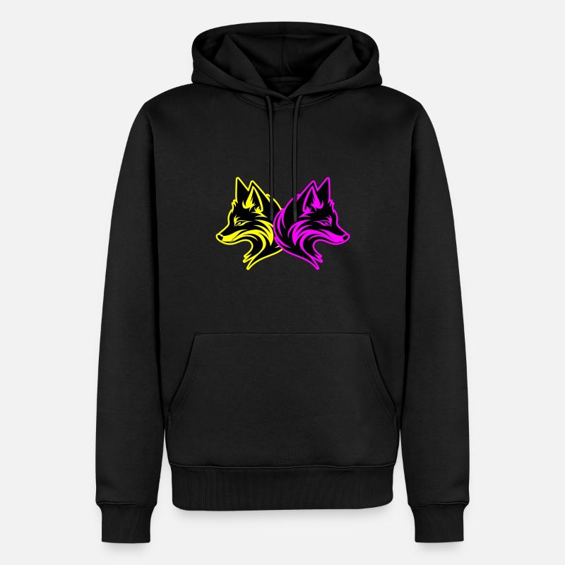 Fuchs Tier - Männer Premium Bio Hoodie - Schwarz