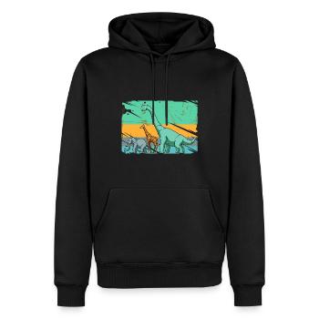 Brachiosaurus Dinosaurier Giraffe Elefant Mensch - Männer Premium Bio Hoodie - Schwarz - Vorne - Nico (187cm)