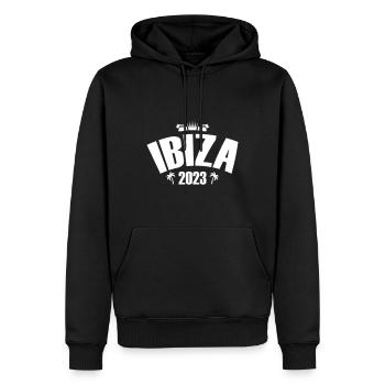 Ibiza 2023 - Männer Premium Bio Hoodie - Schwarz - Vorne - Nico (187cm)