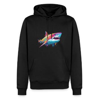 Hai - Männer Premium Bio Hoodie - Schwarz - Vorne - Nico (187cm)