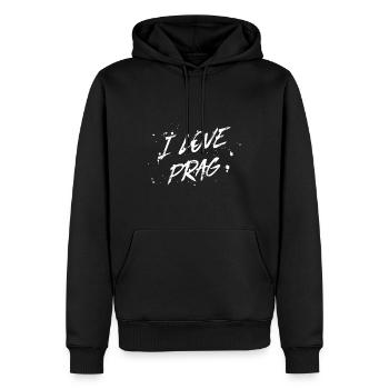 J’aime Prague - Sweat à capuche Premium bio Homme - noir - Devant - Nico (187cm)