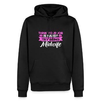 Sage-femme LD Travail Obstétricien Cadeau - Sweat à capuche Premium bio Homme - noir - Devant - Nico (187cm)