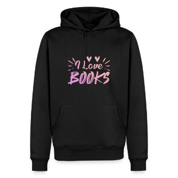 J’adore les livres - Sweat à capuche Premium bio Homme - noir - Devant - Nico (187cm)