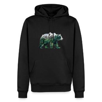 Wald Bär Natur Wildlife Kunst Berg Tier - Männer Premium Bio Hoodie - Schwarz - Vorne - Nico (187cm)