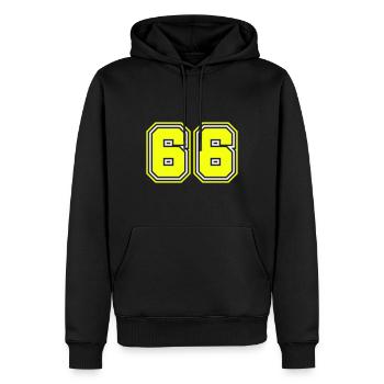 Symbole numérique 66 - Sweat à capuche Premium bio Homme - noir - Devant - Nico (187cm)
