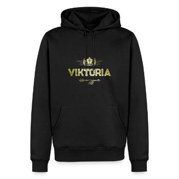 Viktoria - Männer Premium Bio Hoodie - Schwarz - Vorne - Nico (187cm)