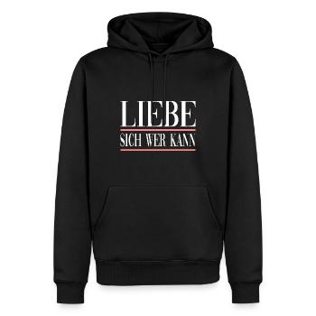 Liebe Sich Wer Kann für den Partner - Männer Premium Bio Hoodie - Schwarz - Vorne - Nico (187cm)