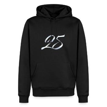 Silver 25 - Men’s Premium Organic Hoodie - black - Front - Nico (187cm)