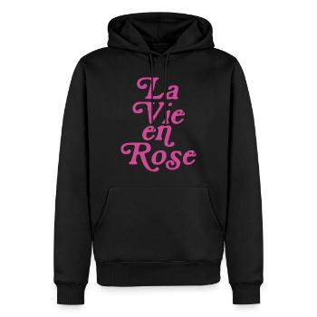 La vie en rose - Sweat à capuche Premium bio Homme - noir - Devant - Nico (187cm)