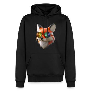 Tête de renard avec lunettes de soleil - Sweat à capuche Premium bio Homme - noir - Devant - Nico (187cm)