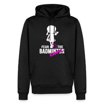 badminton federballspieler badminton-girl - Männer Premium Bio Hoodie - Schwarz - Vorne - Nico (187cm)