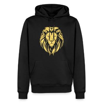 Lion d’or | Tête de Lion Or - Sweat à capuche Premium bio Homme - noir - Devant - Nico (187cm)