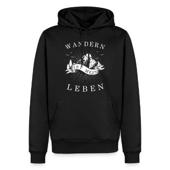 WANDERN IST MEIN LEBEN - Urlaub Wanderer Berge - Männer Premium Bio Hoodie - Schwarz - Vorne - Nico (187cm)