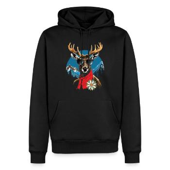 Hirsch Trachtenshirt Herren Lederhosen Ersatz Shirt - Sweat à capuche Premium bio Homme - noir - Devant - Nico (187cm)