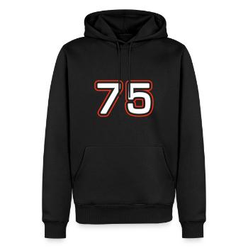Symbole numérique 75 - Sweat à capuche Premium bio Homme - noir - Devant - Nico (187cm)